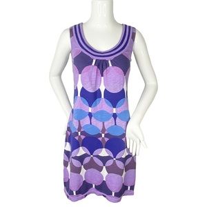 Boden Cotton Purple Circle Dots Sleeveless Scoopneck Sheath Dress Size 4 Regular